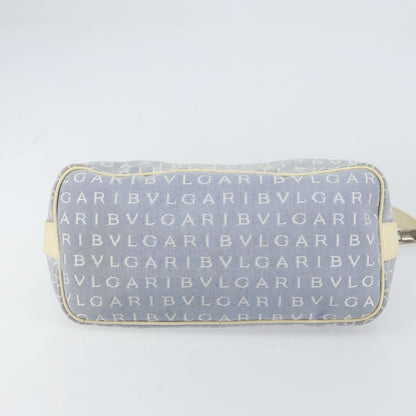 Bvlgari Logomania Shoulder Bag Canvas with Leather, BLUE, CANVAS, Shoulder bag