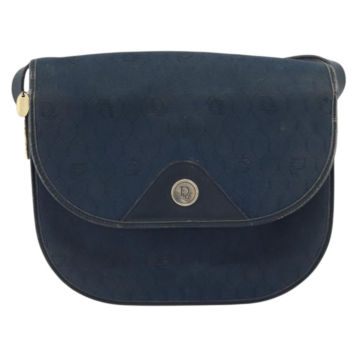 Christian Dior Vintage Honeycomb Shoulder Bag Canvas, NAVY, CANVAS, Shoulder bag