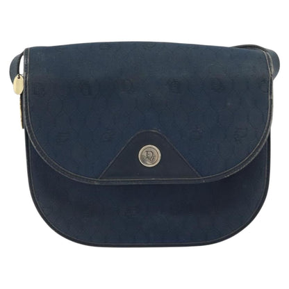 Christian Dior Vintage Honeycomb Shoulder Bag Canvas, NAVY, CANVAS, Shoulder bag