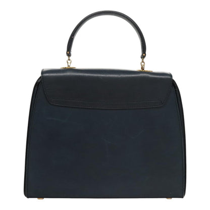 Celine Circle Logo Handbag Leather, NAVY, LEATHER, Handbag