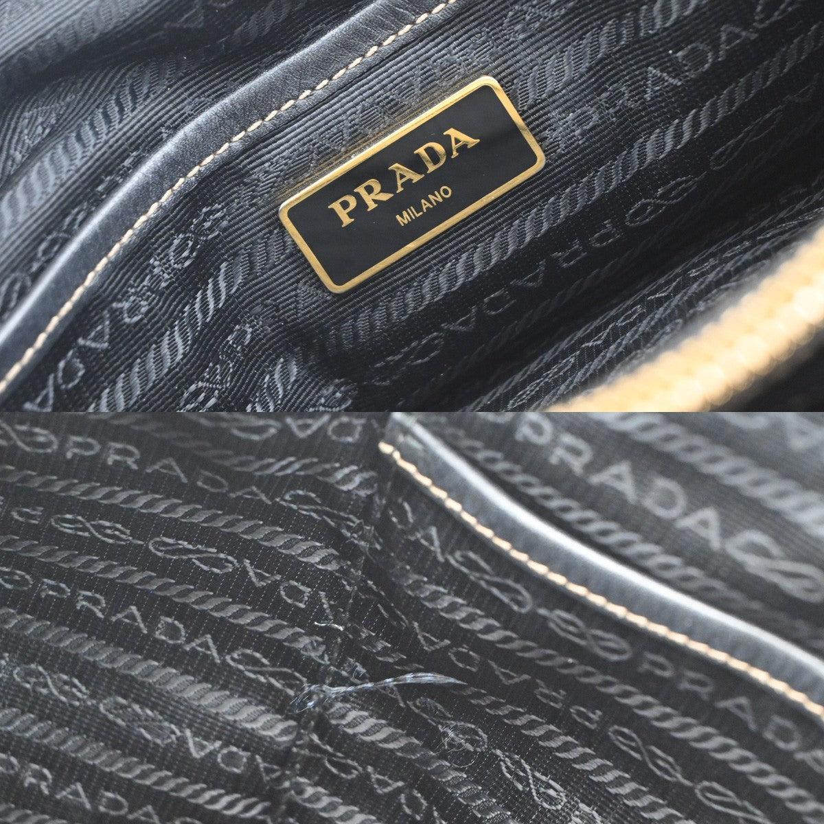 Prada Logo Convertible Tote Canvas with Leather, BROWN, CANVAS, Tote bag