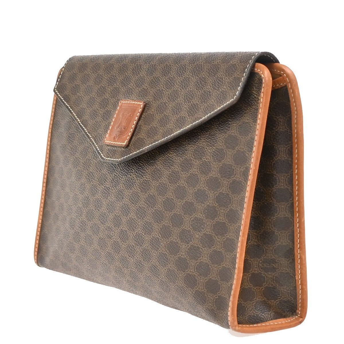 Celine Macadam Pochette Classic, BROWN, LEATHER, Clutche & pouche