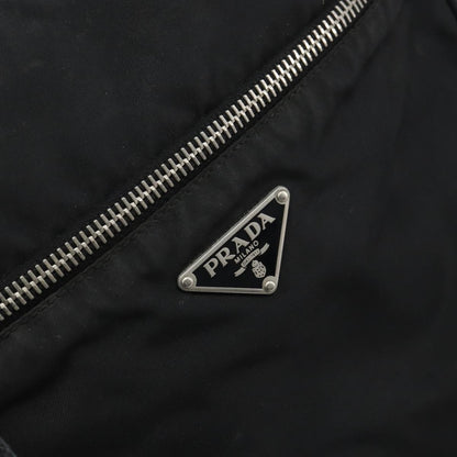 Prada Front Pocket Zip Messenger Bag Tessuto with Saffiano Leather, Black, Nylon, Shoulder Bag