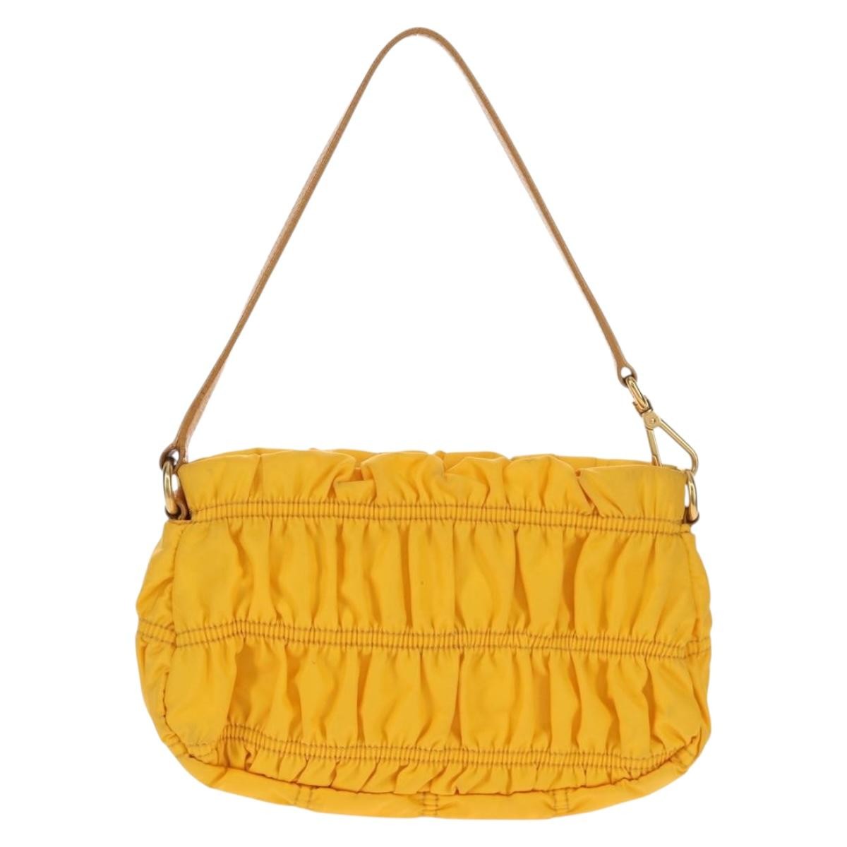 Prada Pochette Tessuto Gaufre, YELLOW, NYLON, Clutche & pouche