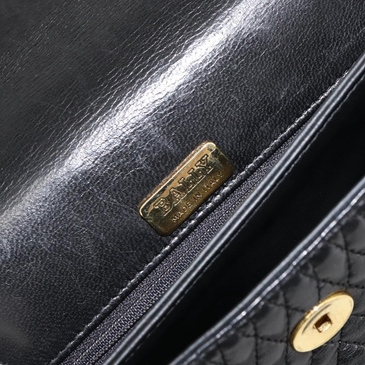 Bally Vintage Handbag Quilted Leather, BLACK, LEATHER, Handbag