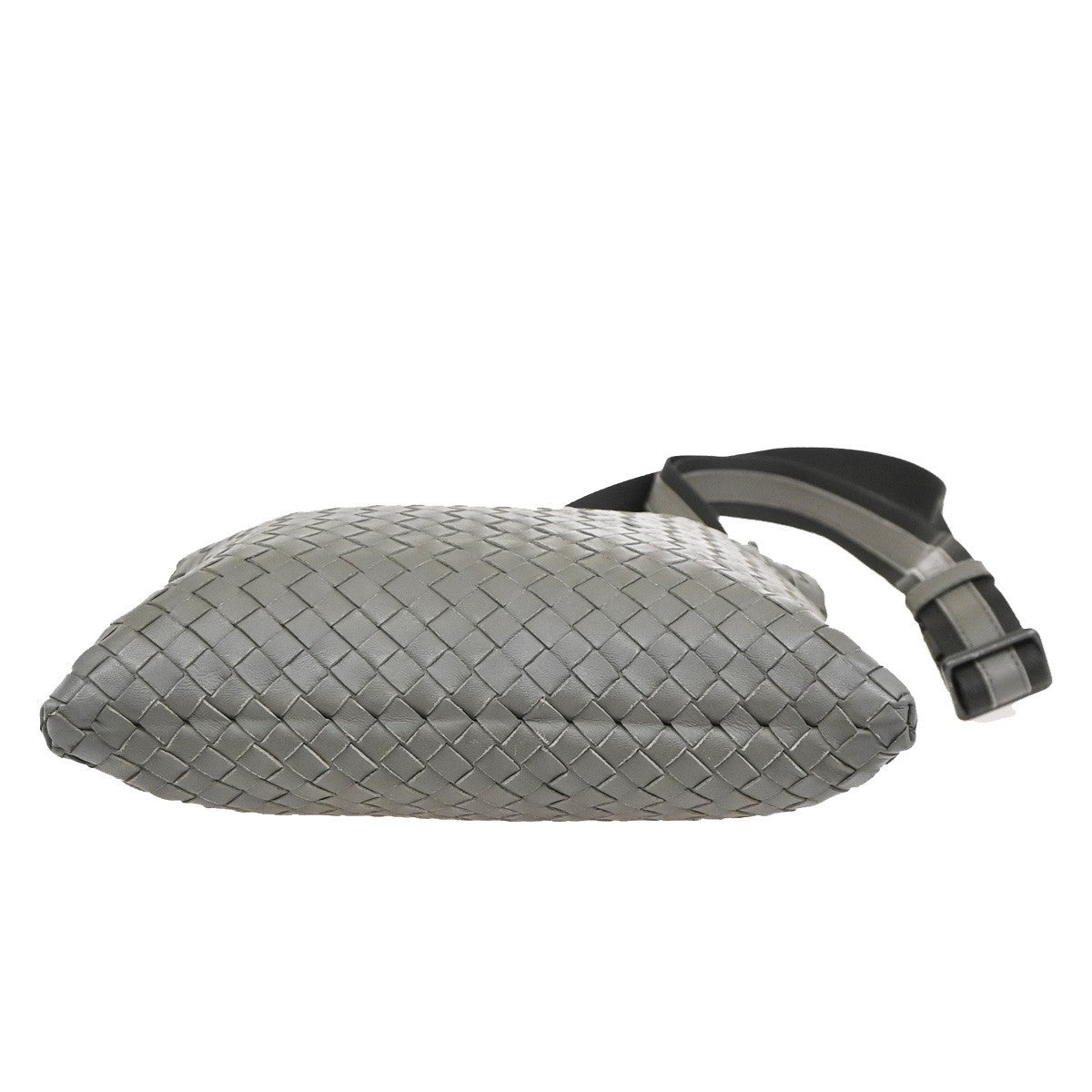 Bottega Veneta Flat Messenger Bag Intrecciato Nappa, GRAY, LEATHER, Shoulder bag