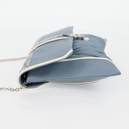 Miu Miu Madras Chain Clutch Matelasse Leather with Glitter, BLUE, LEATHER, Shoulder bag