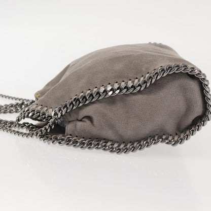 Stella McCartney Falabella Fold Over Crossbody Bag Suede, Gray, Synthetic, Shoulder Bag