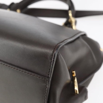 Salvatore Ferragamo Sofia Satchel Leather, BROWN, LEATHER, Handbag