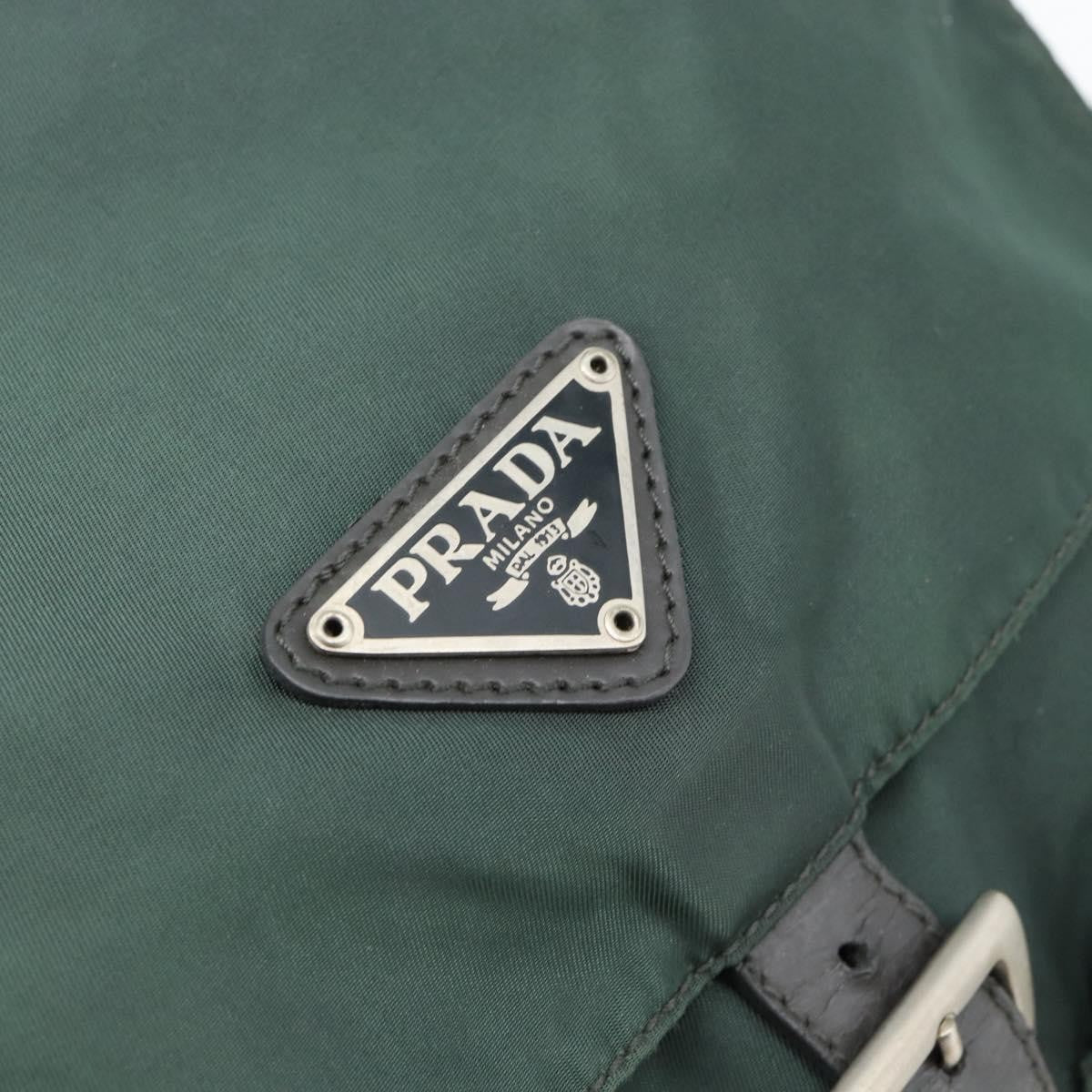 Prada Double Front Pocket Backpack Tessuto, Green, Nylon, Backpack