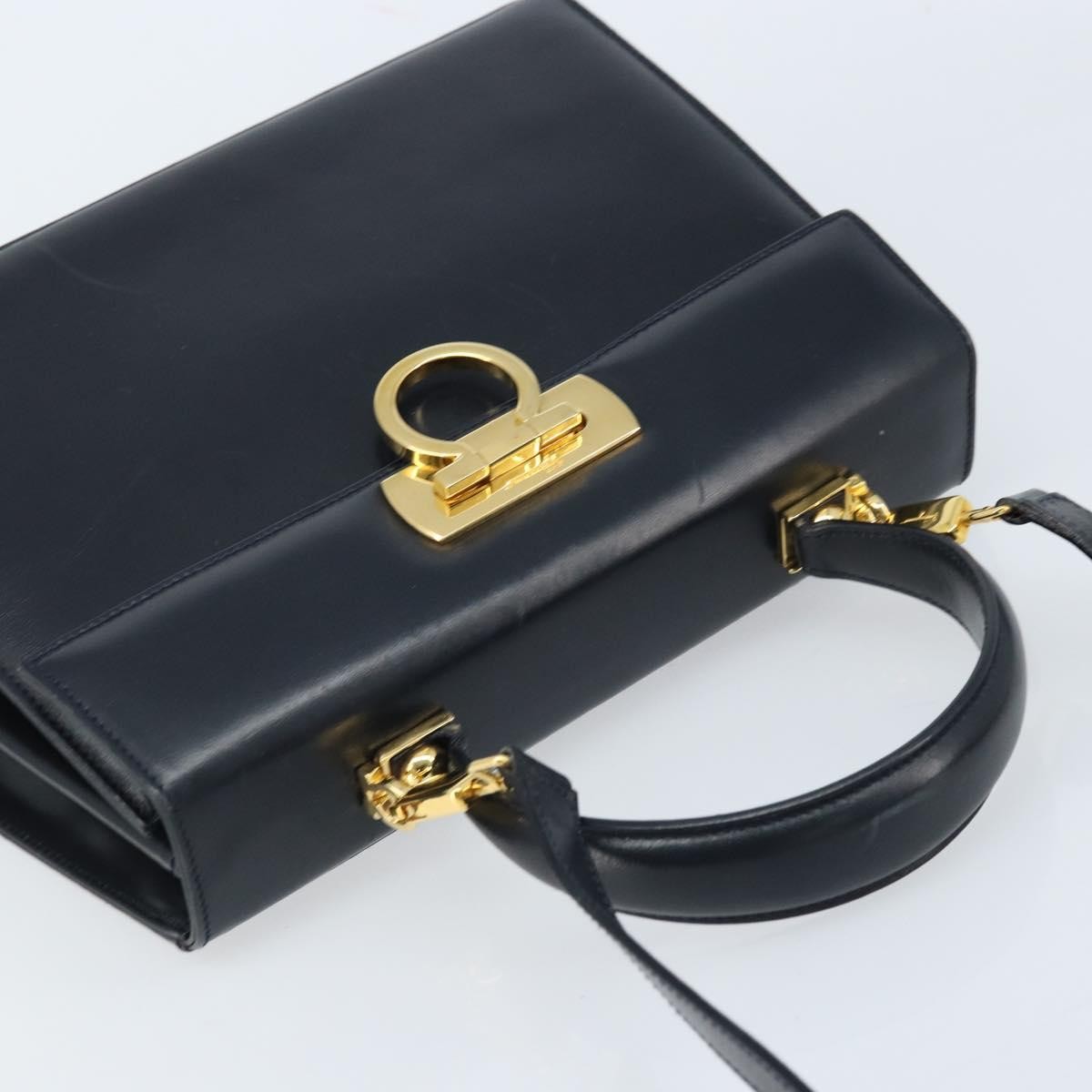 Salvatore Ferragamo Convertible Top Handle Bag Leather, NAVY, LEATHER, Handbag