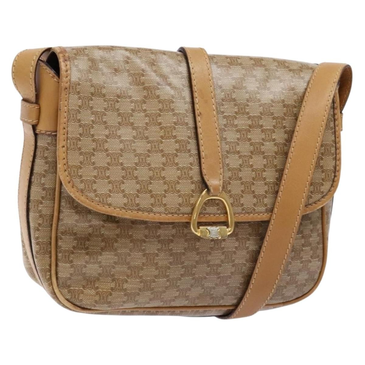 Celine Macadam Shoulder Bag PVC Leather, BEIGE, CANVAS, Shoulder bag
