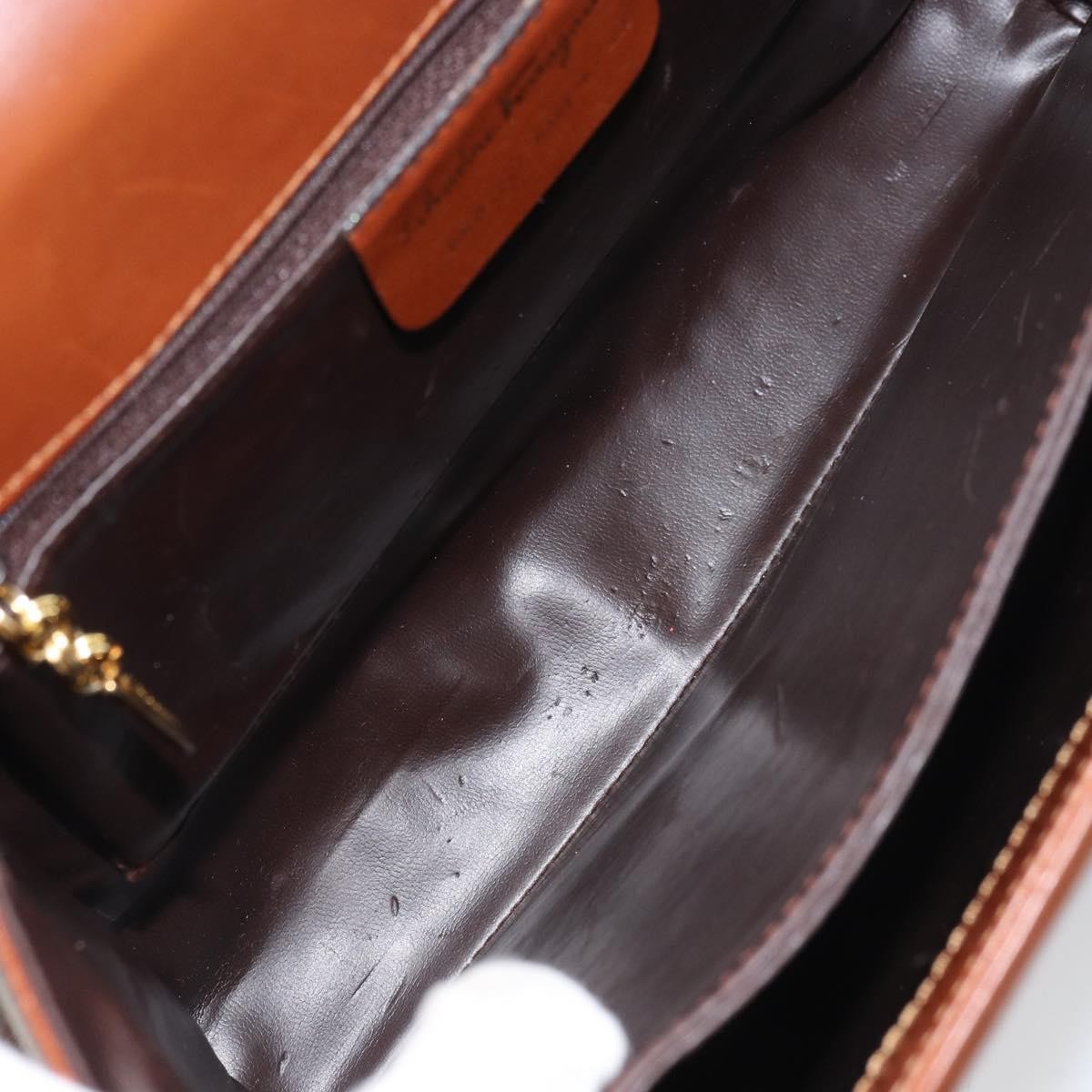 Salvatore Ferragamo Vintage Handbag Leather, BROWN, LEATHER, Handbag