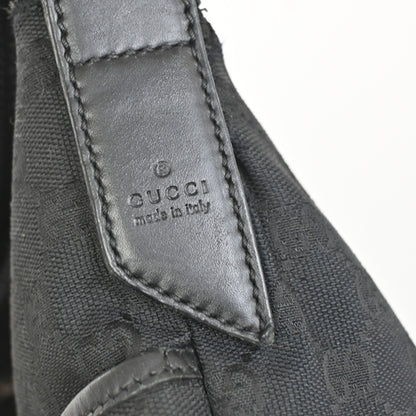 Gucci Zip Messenger GG Canvas with Perforated Leather, BLACK, CANVAS, Shoulder bag