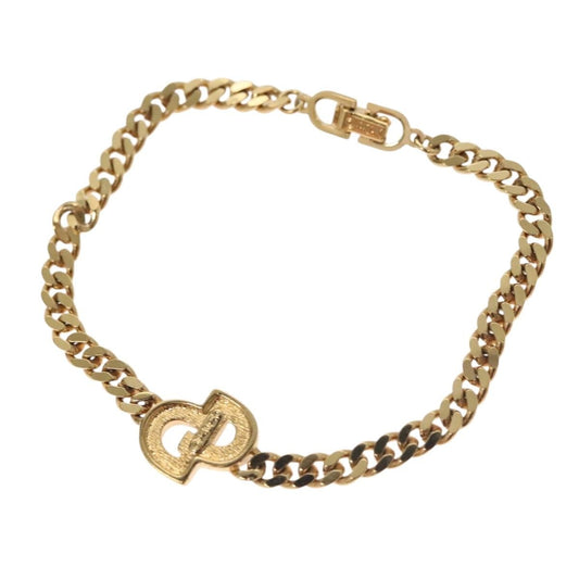 Christian Dior CD Pendant Necklace Metal and Crystals, GOLD, METAL, Bracelet