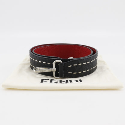 Fendi Selleria Strap You Shoulder Strap Leather, BLACK, LEATHER, Straps