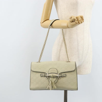 Gucci Emily Chain Flap Bag Guccissima Leather, Beige, Leather, Shoulder Bag