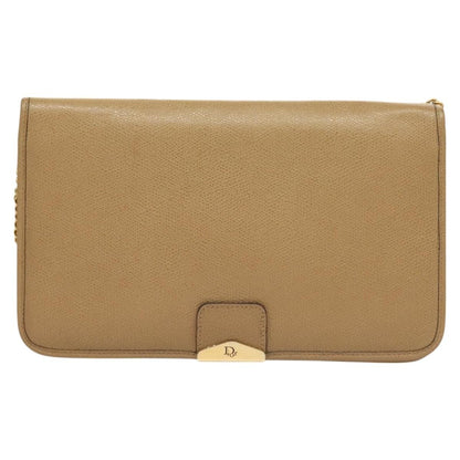 Christian Dior Vintage Honeycomb chain Canvas, BEIGE, LEATHER, Shoulder bag