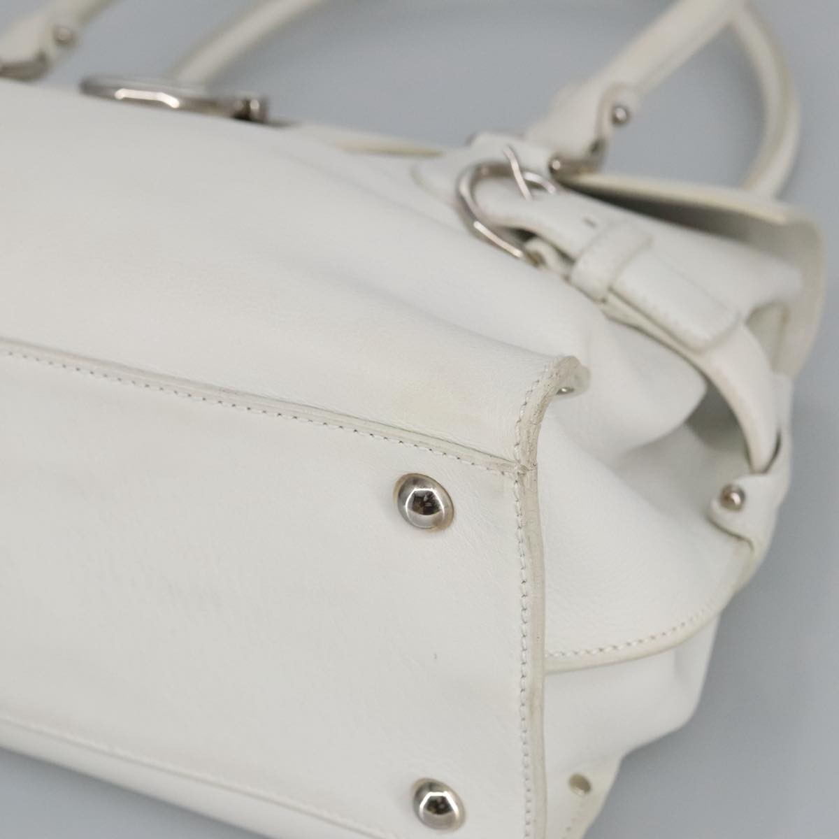 Salvatore Ferragamo Virna Satchel Leather, WHITE, LEATHER, Shoulder bag