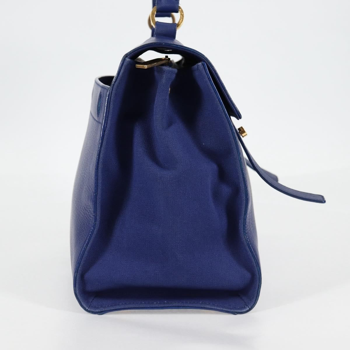 Saint Laurent Muse Two Bag Leather with Canvas, Blue, Leather, Shoulder Bag
