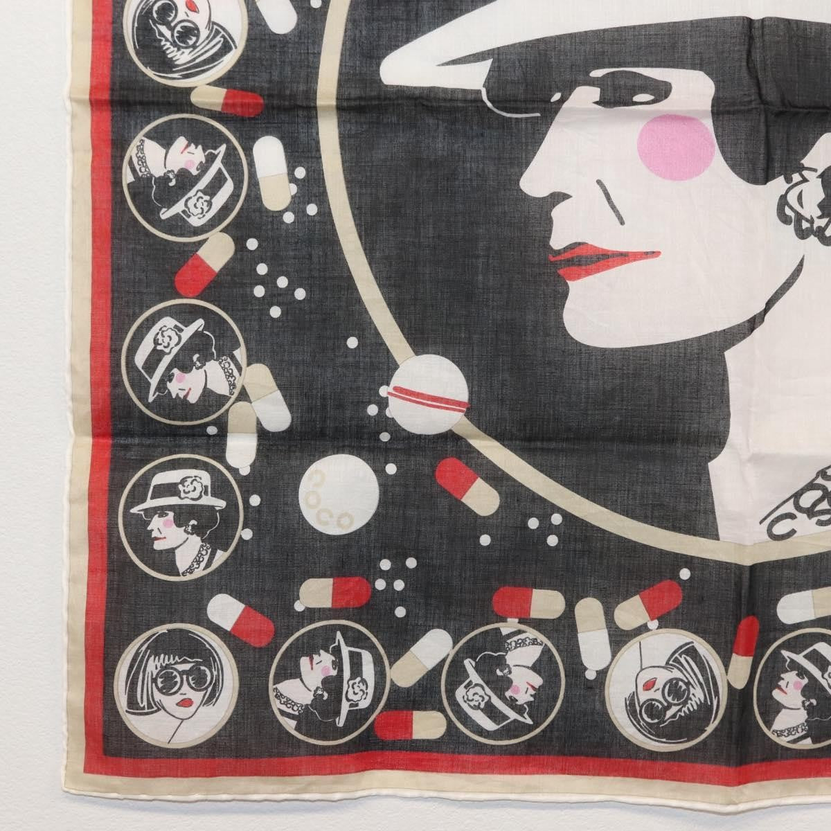 Chanel Scrunchie and Square Scarf Hair Tie Set Printed Silk, BLACK, COTTON, Scarve & shawl