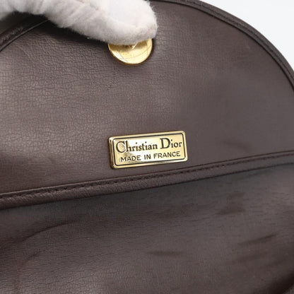 Christian Dior Vintage CD Logo Shoulder Bag Leather, BROWN, LEATHER, Shoulder bag