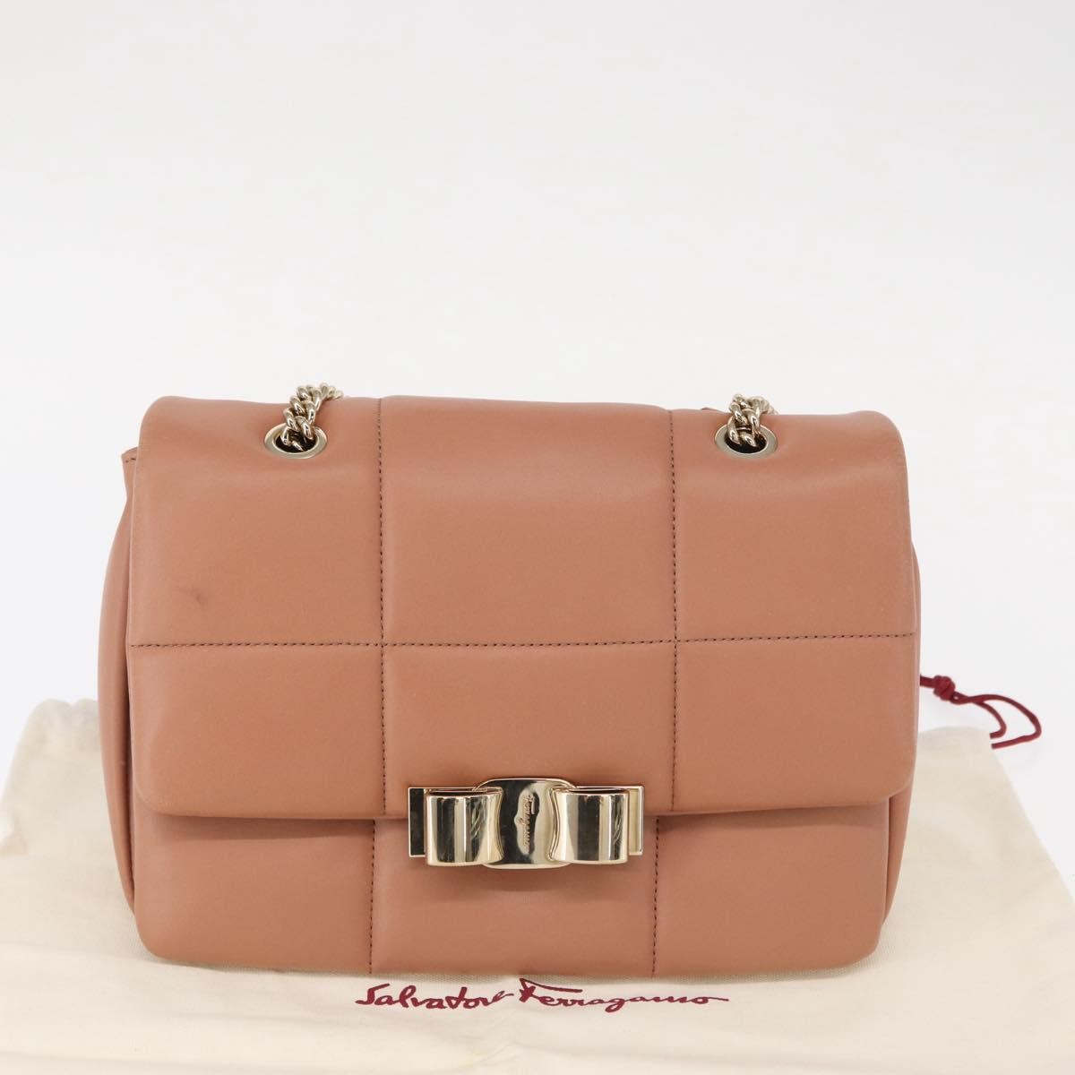 Salvatore Ferragamo Vara Soft Flap Bag Quilted Leather, PINK, LEATHER, Shoulder bag
