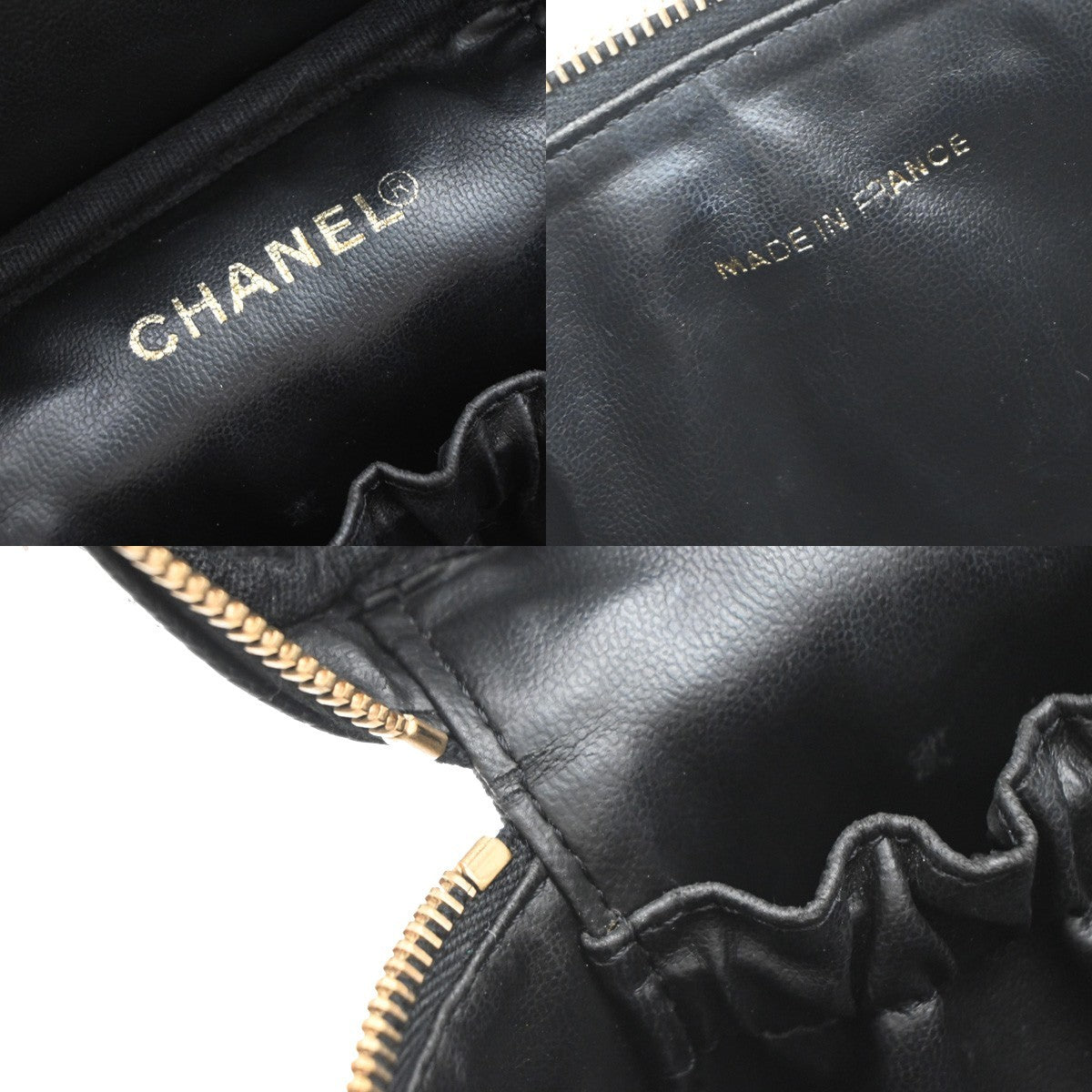 Chanel Vanity pouch Leather, BLACK, LEATHER, Toiletry Case