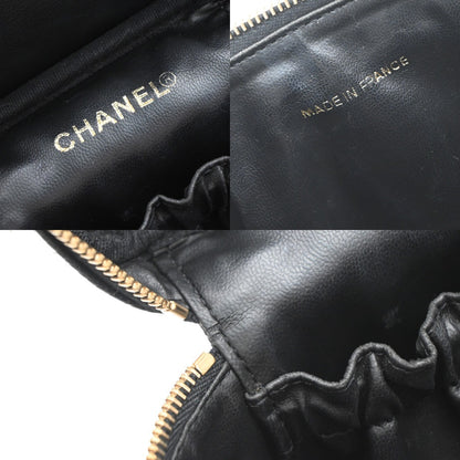 Chanel Vanity pouch Leather, BLACK, LEATHER, Toiletry Case