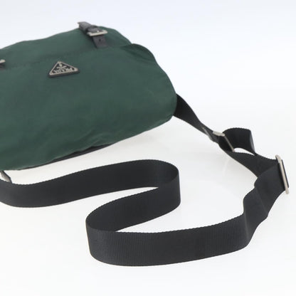 Prada Double Buckle Flap Messenger Bag Tessuto, GREEN, NYLON, Shoulder bag