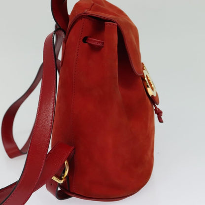Salvatore Ferragamo Gancini Backpack Suede, RED, SUEDE, Backpack