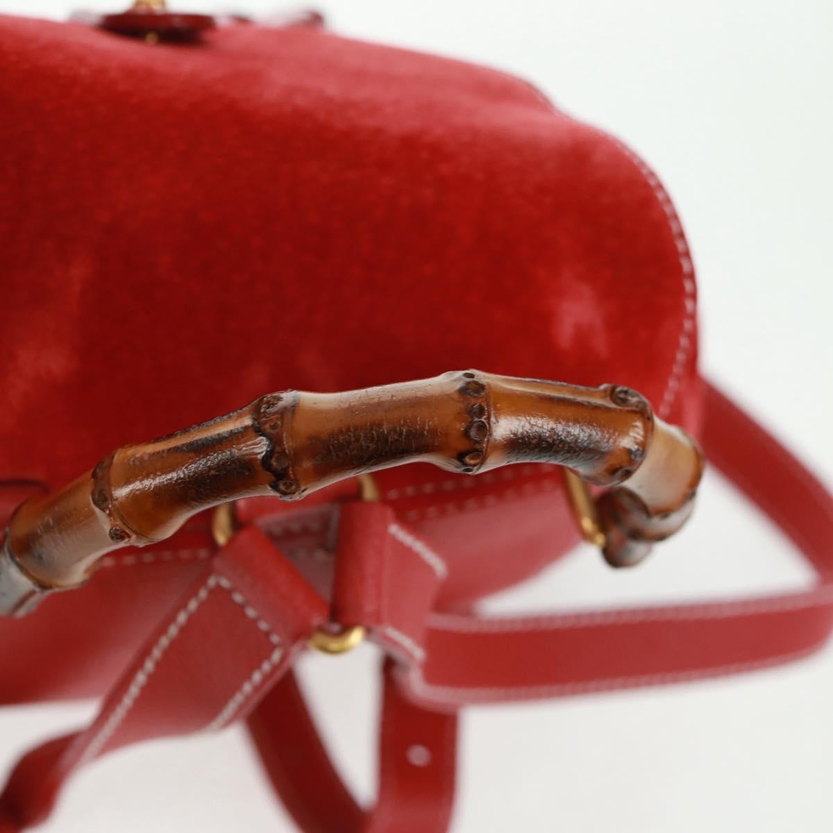 Gucci Vintage Bamboo Backpack Suede, RED, SUEDE, Backpack