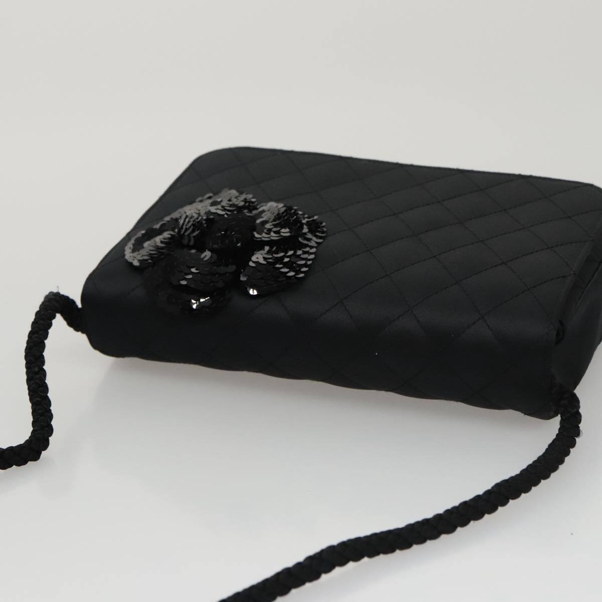 Chanel Camellia Charms Wallet on Chain Silk, BLACK, SATIN, Wallets
