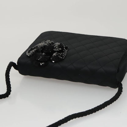 Chanel Camellia Charms Wallet on Chain Silk, BLACK, SATIN, Wallets