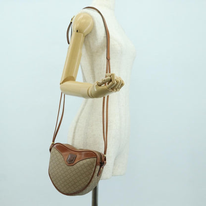 Celine Vintage Macadam Shoulder Bag Canvas and Leather, BEIGE, CANVAS, Shoulder bag