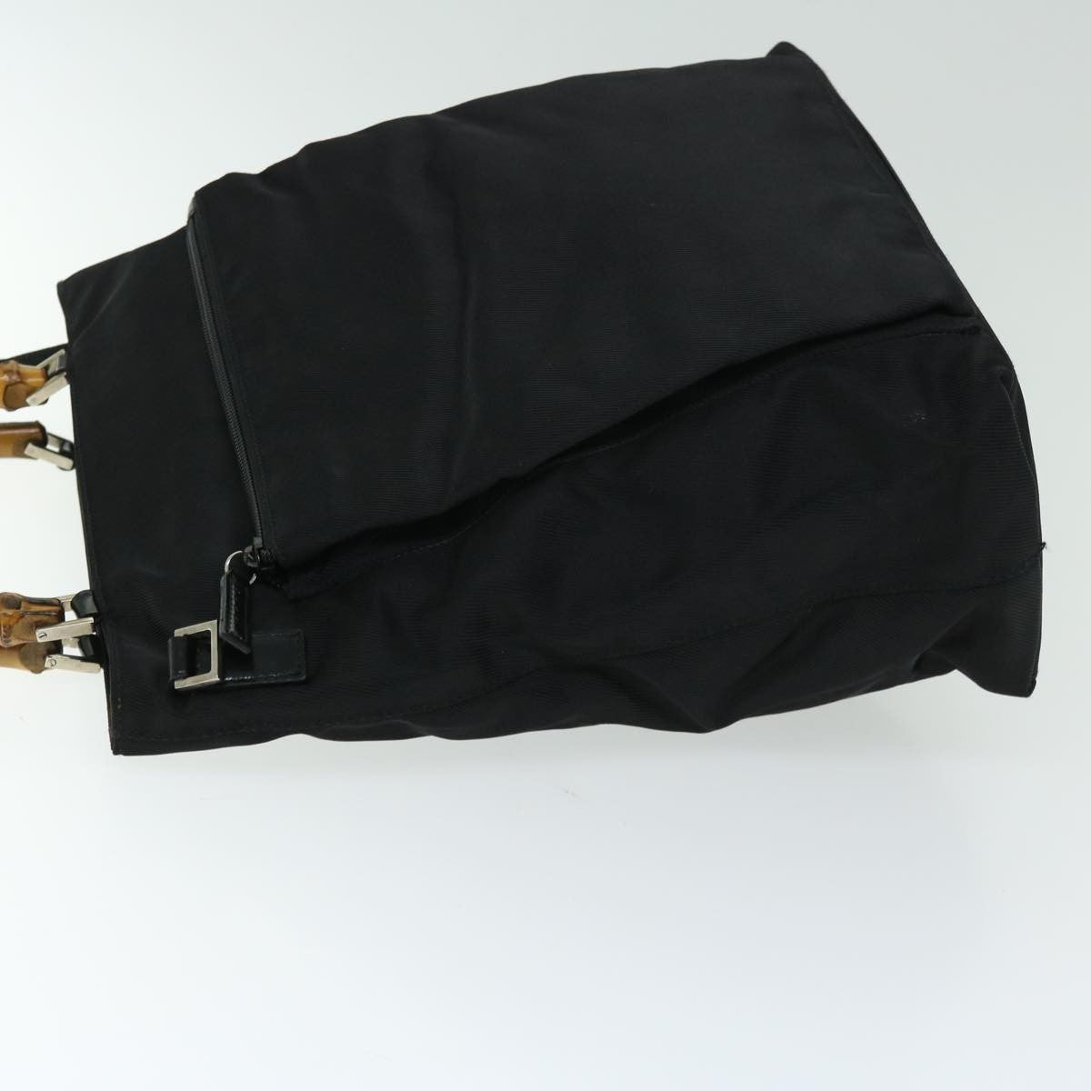 Gucci Vintage Bamboo Handle Bag Nylon, Black, Nylon, Tote Bag
