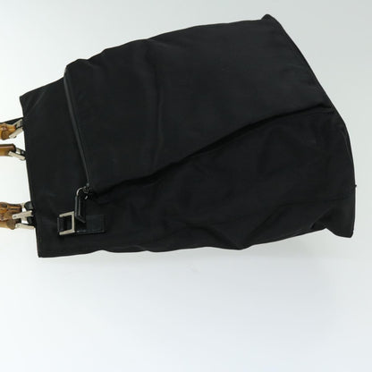 Gucci Vintage Bamboo Handle Bag Nylon, Black, Nylon, Tote Bag