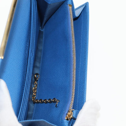 Salvatore Ferragamo Gancini Flap Continental Wallet Leather, Blue, Leather, Wallet