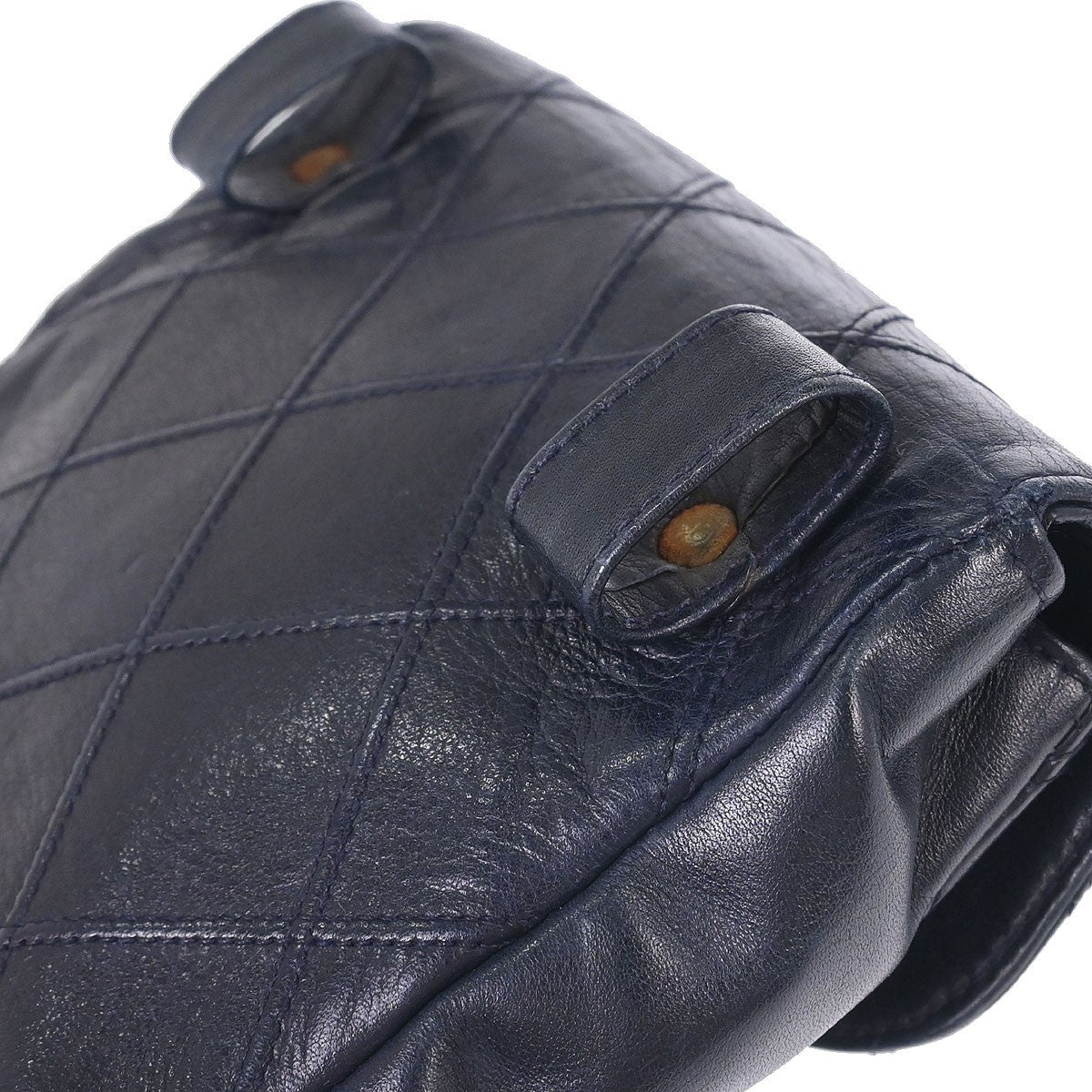 Chanel Vintage Flap Waist Bag Leather, NAVY, LEATHER, Clutche & pouche