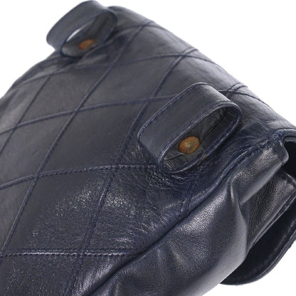 Chanel Vintage Flap Waist Bag Leather, NAVY, LEATHER, Clutche & pouche
