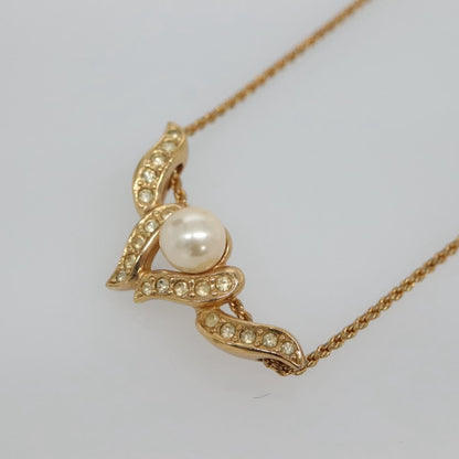 Christian Dior Collar Necklace Metal with Faux Pearls, GOLD, METAL, Necklace