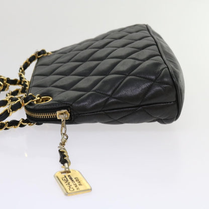 Chanel Chain Shoulder Bag Matelasse, BLACK, LEATHER, Shoulder bag