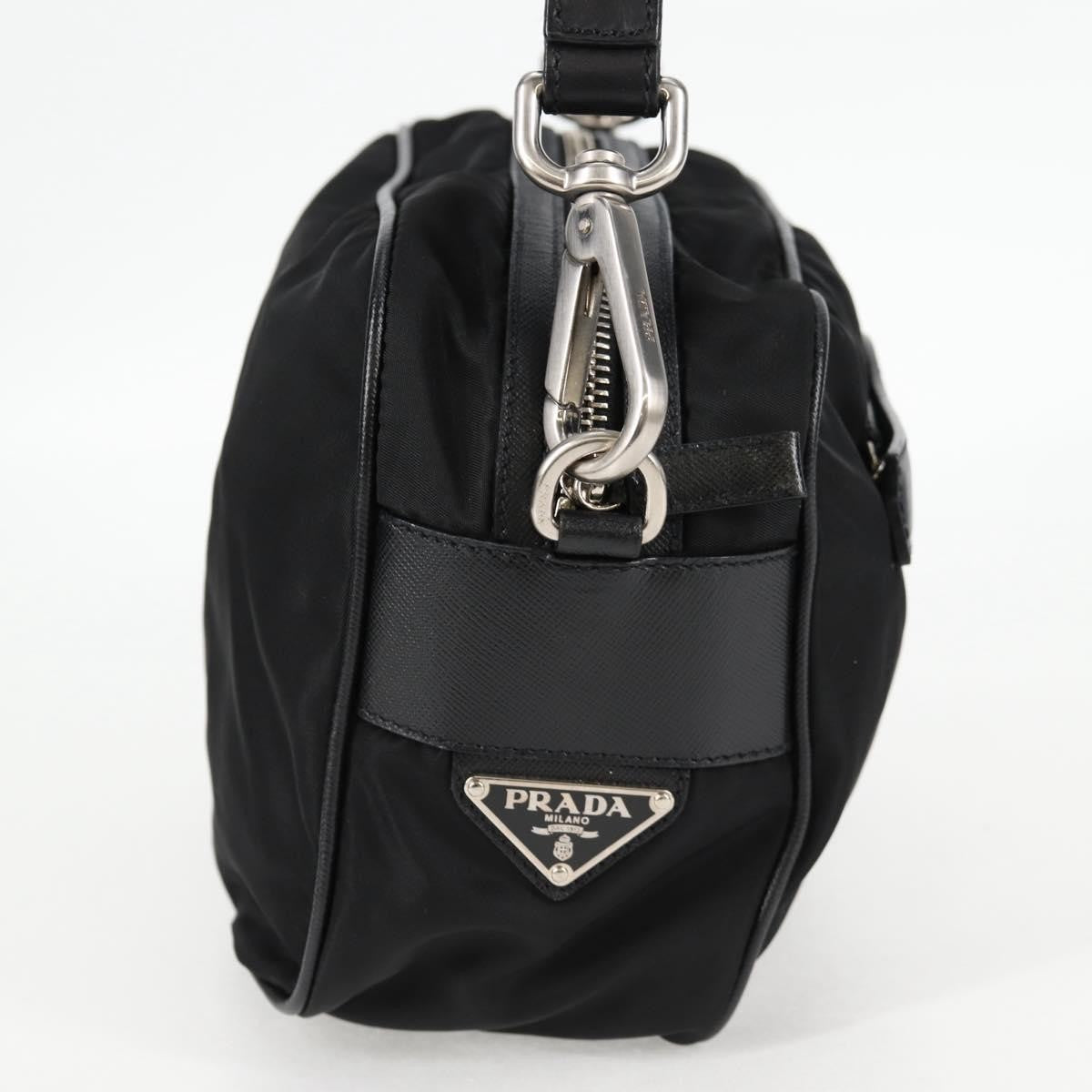 Prada Vintage Front Pocket Shoulder Bag Nylon, BLACK, NYLON, Shoulder bag