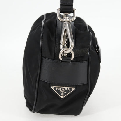 Prada Vintage Front Pocket Shoulder Bag Nylon, BLACK, NYLON, Shoulder bag