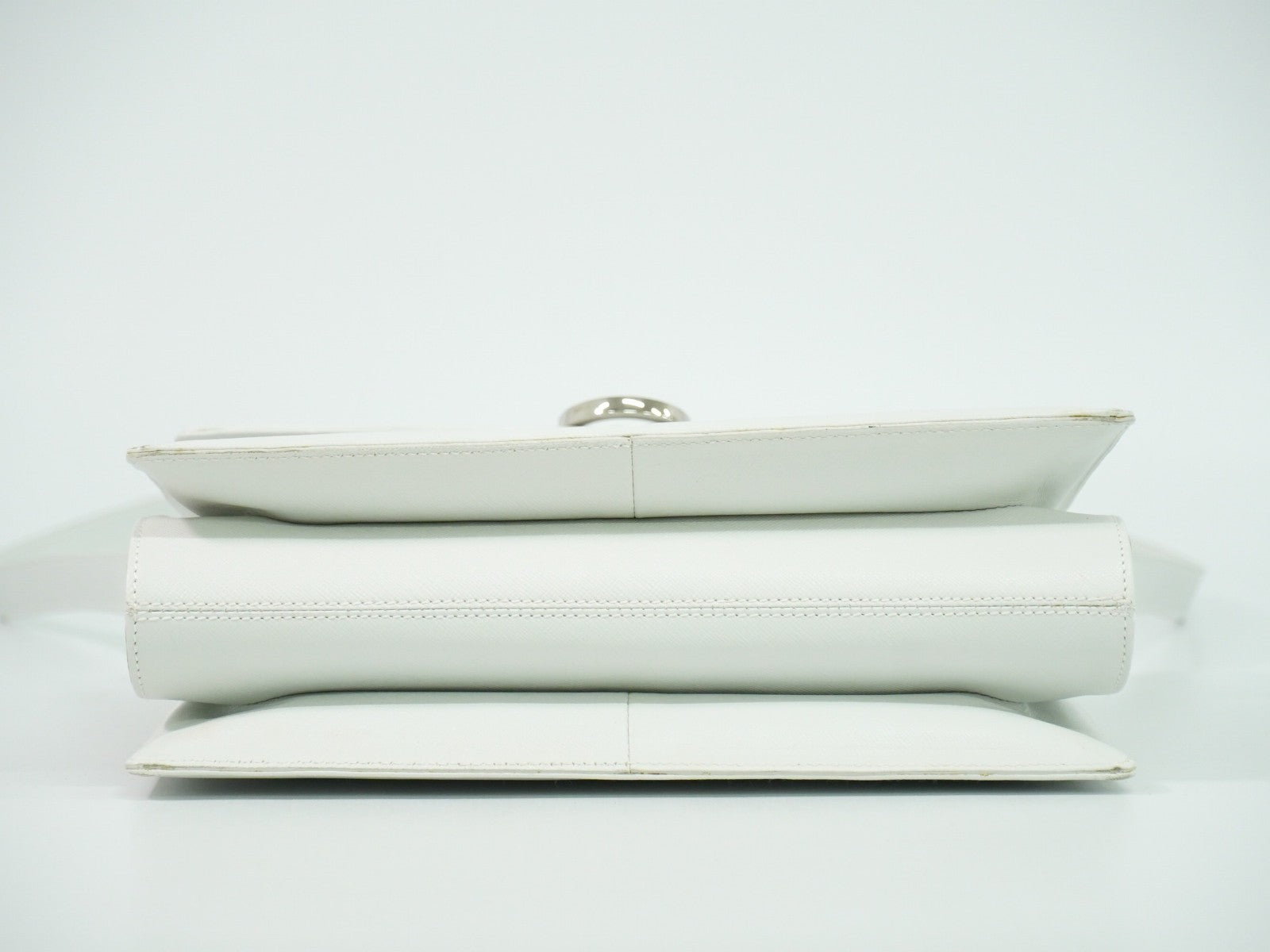 Salvatore Ferragamo Gancini handbag Leather, WHITE, LEATHER, Handbag