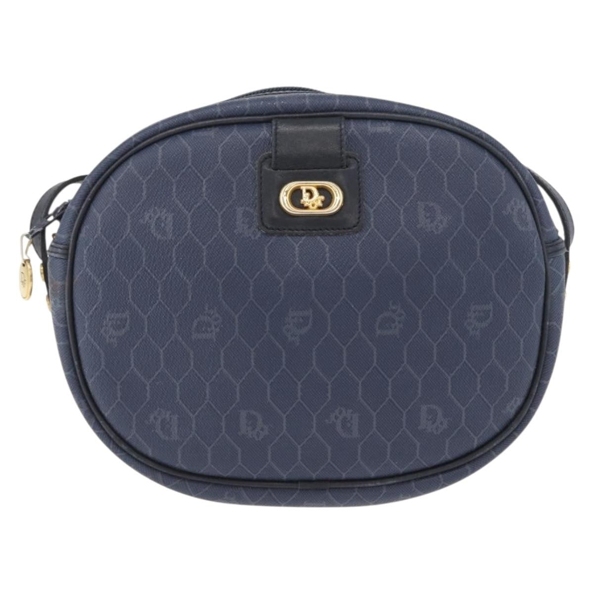 Christian Dior Vintage Honeycomb Shoulder Bag Canvas, NAVY, CANVAS, Shoulder bag