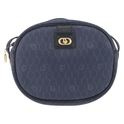 Christian Dior Vintage Honeycomb Shoulder Bag Canvas, NAVY, CANVAS, Shoulder bag