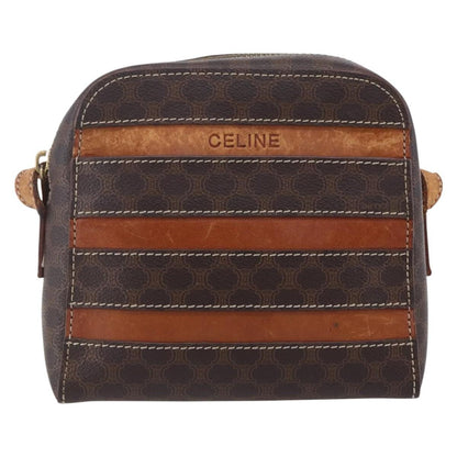 Celine Vintage Macadam Shoulder Bag Canvas and Leather, BROWN, CANVAS, Shoulder bag