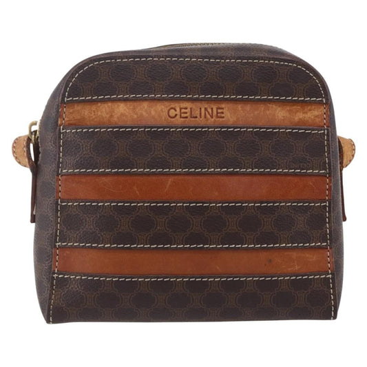 Celine Vintage Macadam Shoulder Bag Canvas and Leather, BROWN, CANVAS, Shoulder bag