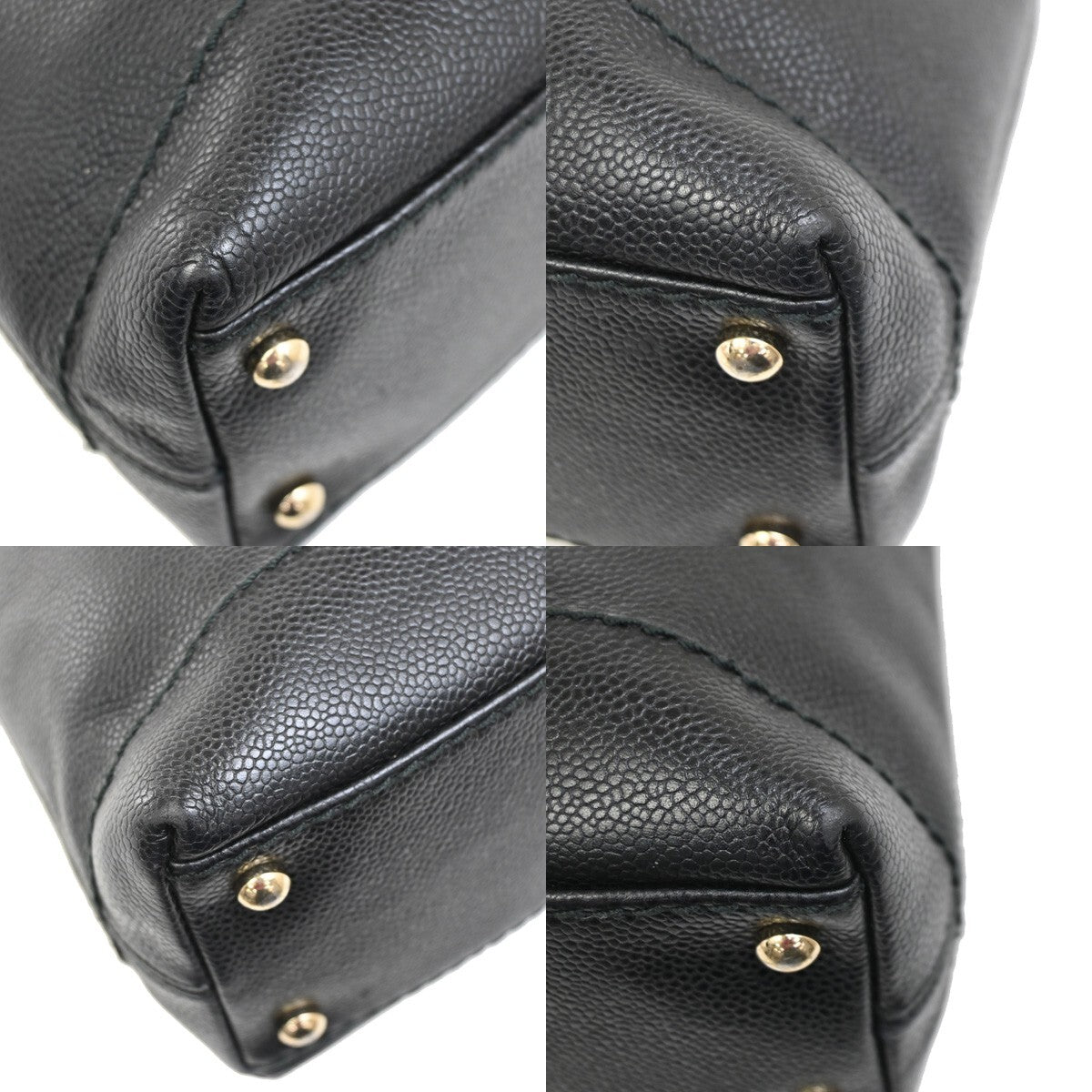 Chanel Vintage Wood Chain CC Shoulder Bag Caviar, BLACK, LEATHER, Shoulder bag